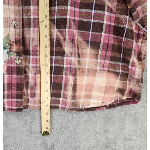 Mainstreet Blues Shirt Womens 3X Multicolor Bleached Flannel Patchwork Vintage - Picture 5 of 10